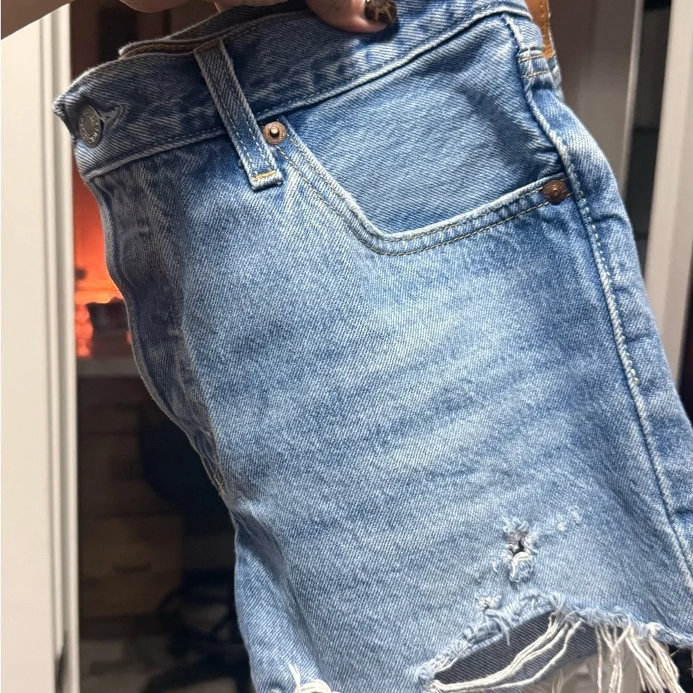 Levi's Light Blue Distressed Women's Denim Cutoff Shorts